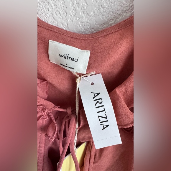 Aritzia Wilfred Amore Cami NWT Dusty Rose Ruffle Tie-Front Chiffon Tank - Picture 11 of 13